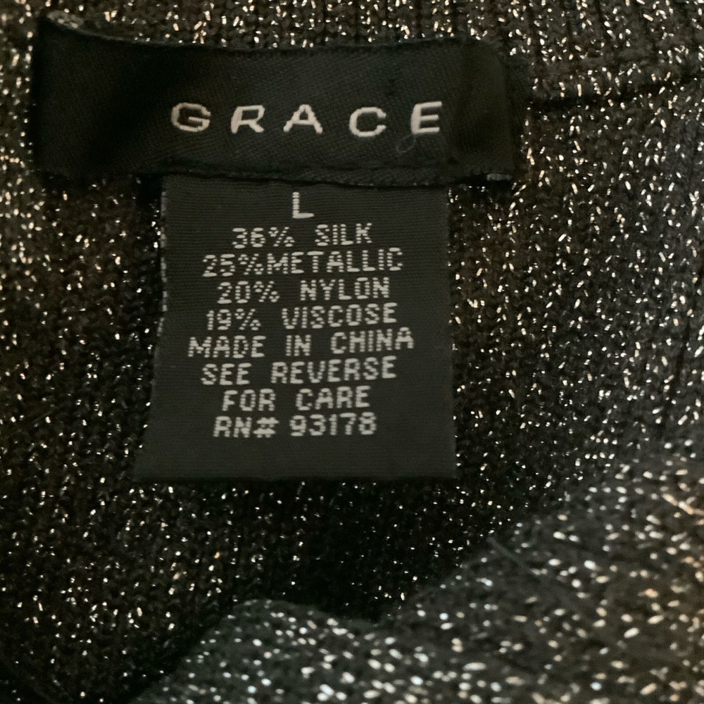 Grace Metallic Silk Blend Beaded Mock Neck Sleeveless Top Size L - Picture 8 of 8